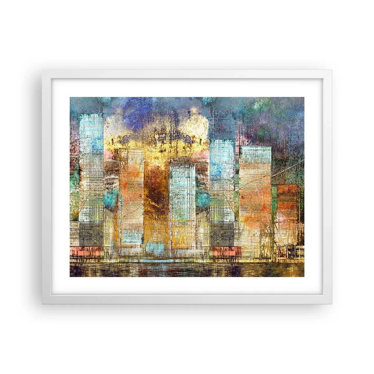 Póster en marco blanco - Metrópolis soleada - 50x40 cm