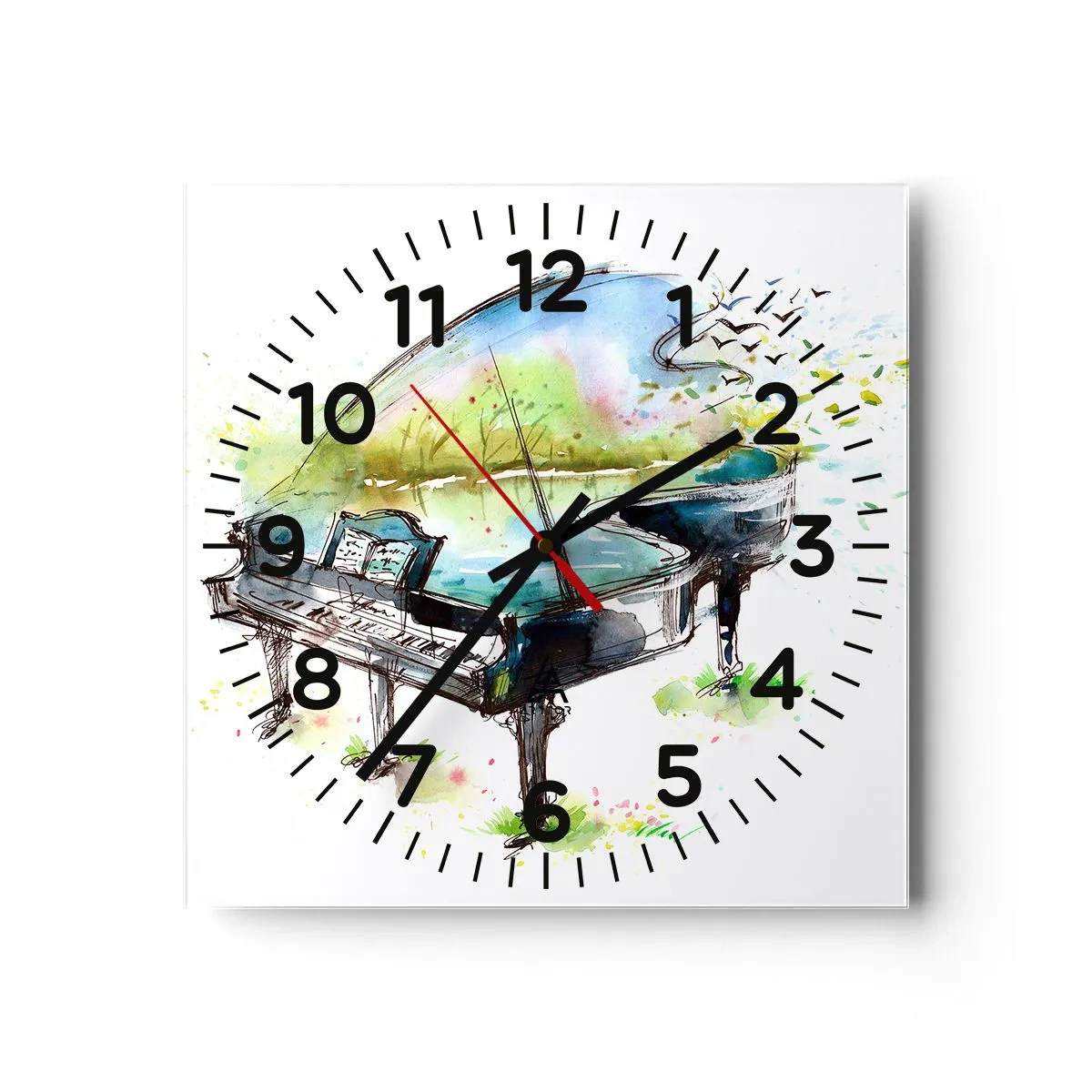 Reloj de pared - Reloj de vidrio - Encantado con la música - 40x40 cm