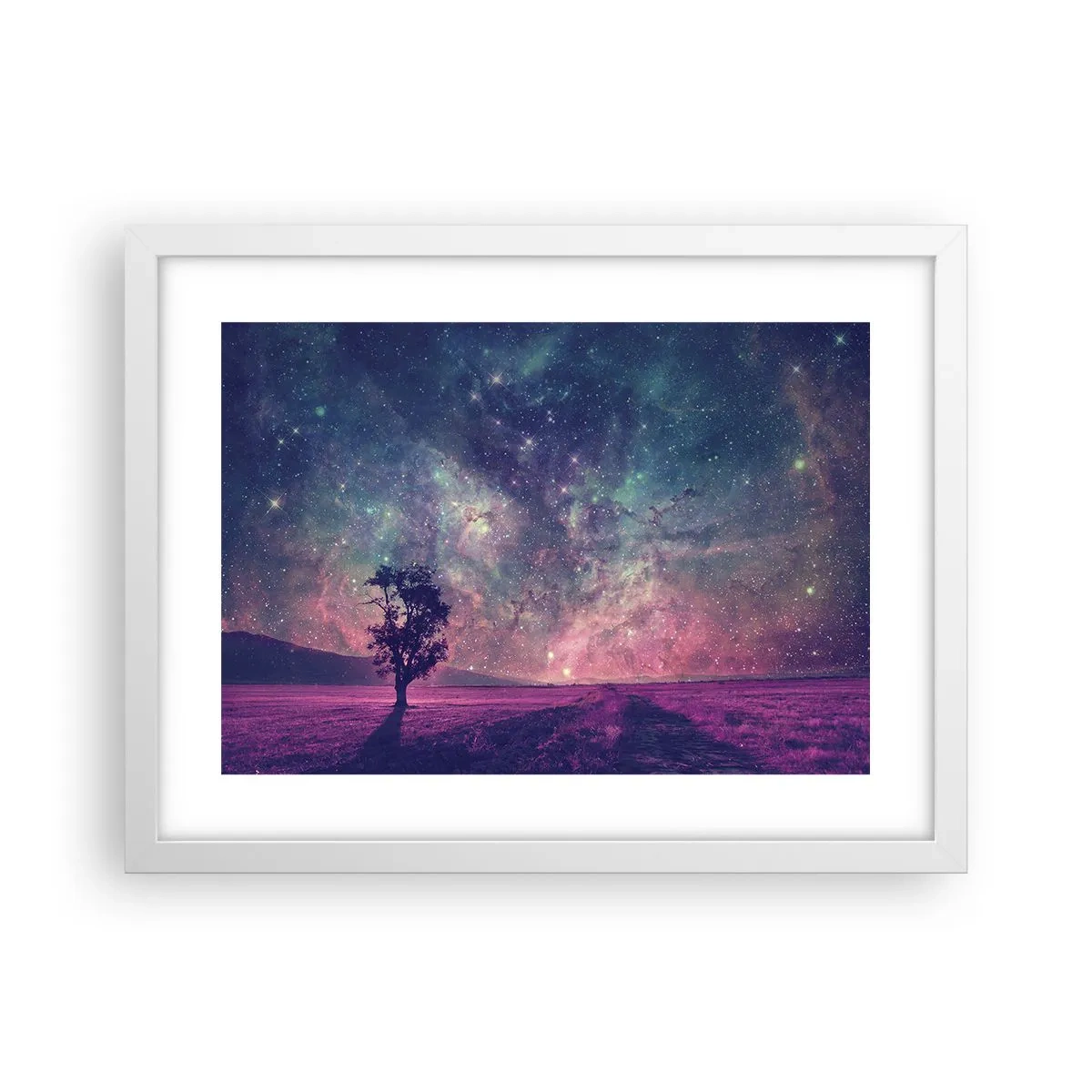 Póster en marco blanco - Bajo un cielo mágico - 40x30 cm