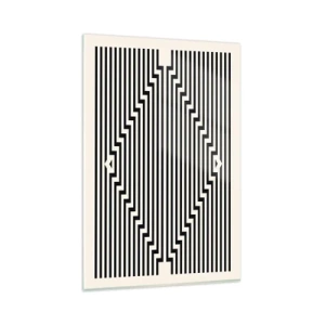 Cuadro sobre vidrio - Impresiones sobre Vidrio - Líneas blancas y negras que crean un efecto de ilusión geométrica. - 80x120cm - Ilusión geométrica - Decoración de pared moderna para salón y dormitorio ARTTOR