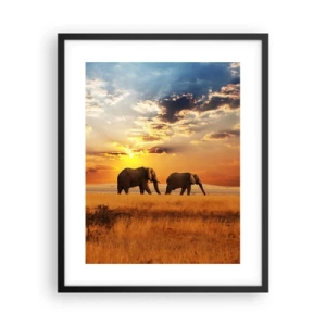 Póster en marco negro - Un paseo en familia - 40x50 cm