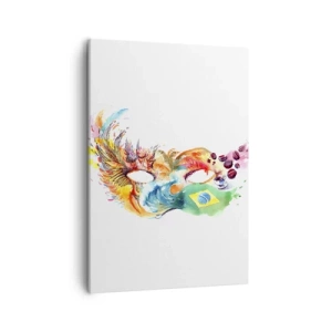 Cuadro sobre lienzo - Impresión de Imagen - Máscara de acuarela colorida inspirada en Brasil - 50x70cm - Brasil te recibe con samba - Decoración de pared moderna para salón y dormitorio ARTTOR