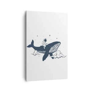 Cuadro sobre lienzo - Impresión de Imagen - Astronauta en una ballena flotando en el espacio - 80x120cm - Una aventura cósmica - Decoración de pared moderna para salón y dormitorio ARTTOR