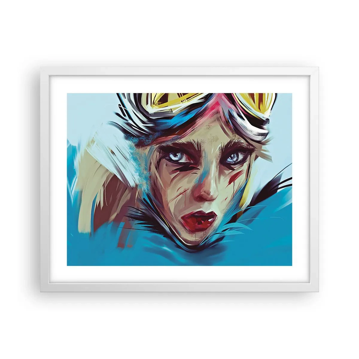 Póster en marco blanco - Guerrera colorida - 50x40 cm