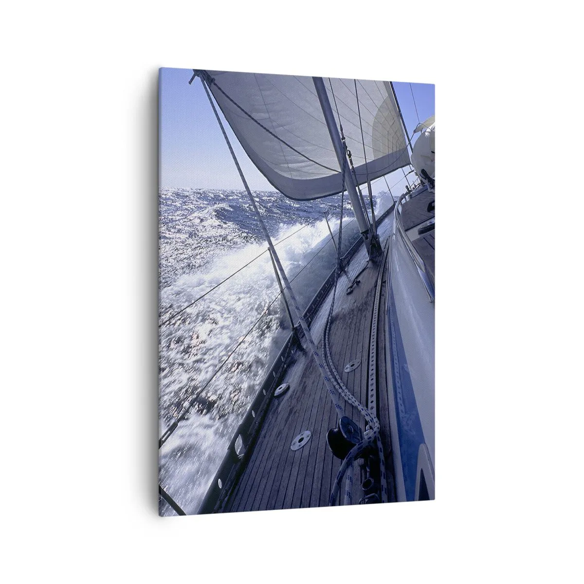 Cuadro sobre lienzo - Impresión de Imagen - Un velero en un mar tempestuoso con velas blancas y una cubierta de madera. - 70x100cm - Sé lo que es ser un pájaro - Decoración de pared moderna para salón y dormitorio ARTTOR