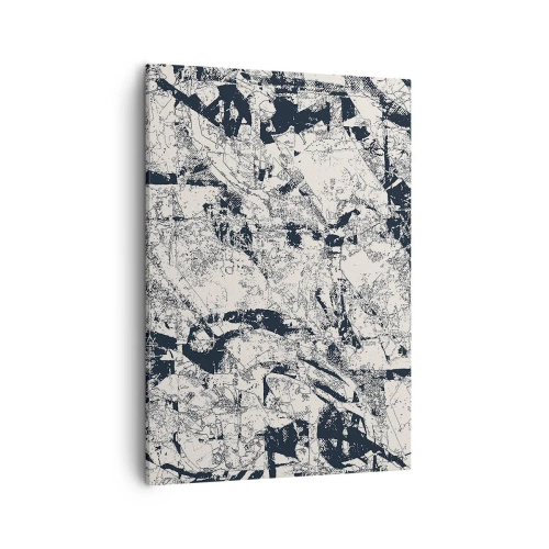 Cuadro sobre lienzo - Impresión de Imagen - Composición abstracta en blanco y negro con un diseño dinámico. - 50x70cm - La interpenetración de los opuestos - Decoración de pared moderna para salón y dormitorio ARTTOR