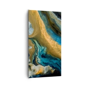 Cuadro sobre lienzo - Impresión de Imagen - Azul - amarillo - influencia mutua - 65x120 cm