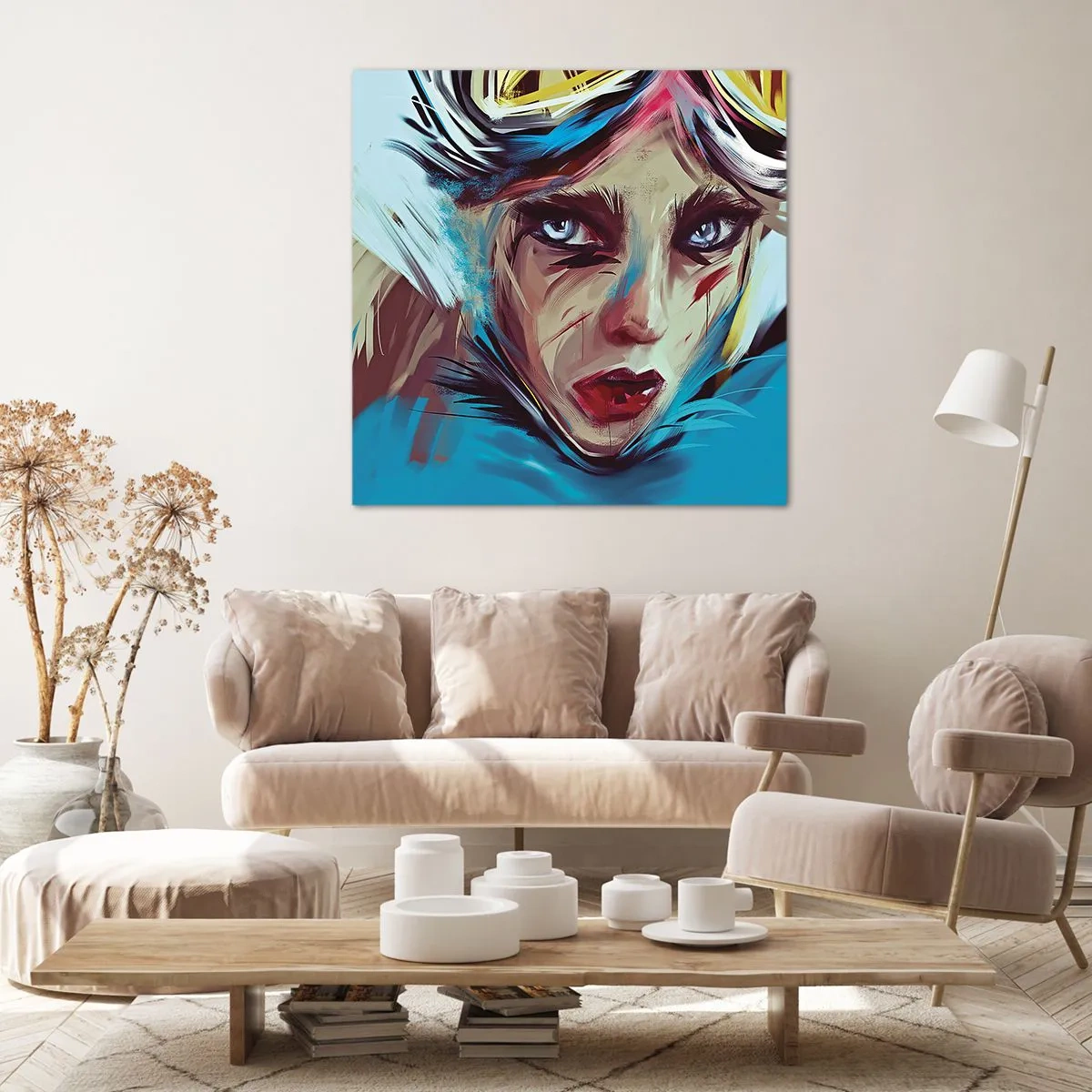 Cuadro sobre lienzo - Impresión de Imagen - Guerrera colorida - 60x60 cm