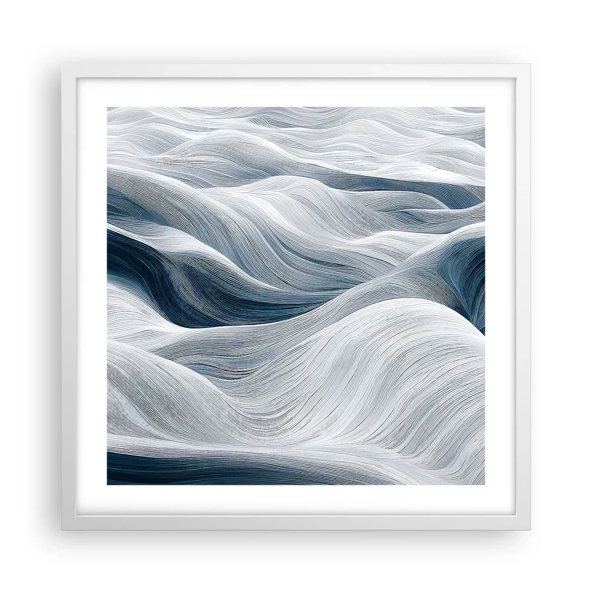 Póster en marco blanco - Olas blancas y azules - 50x50 cm