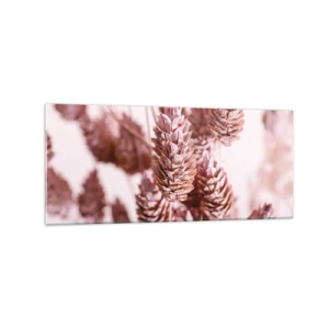Cuadro sobre vidrio - Impresiones sobre Vidrio - Un primer plano de las delicadas espigas rosadas de las hierbas ornamentales. - 120x50cm - Aparentemente discreto - Decoración de pared moderna para salón y dormitorio ARTTOR
