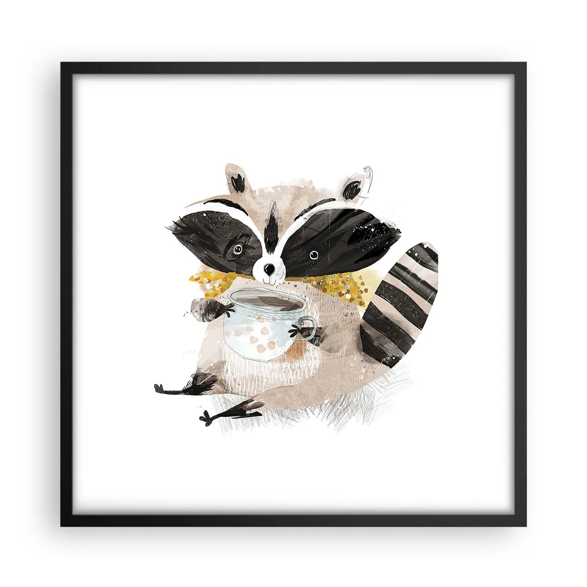 Póster en marco negro - Mi amigo mapache - 50x50 cm