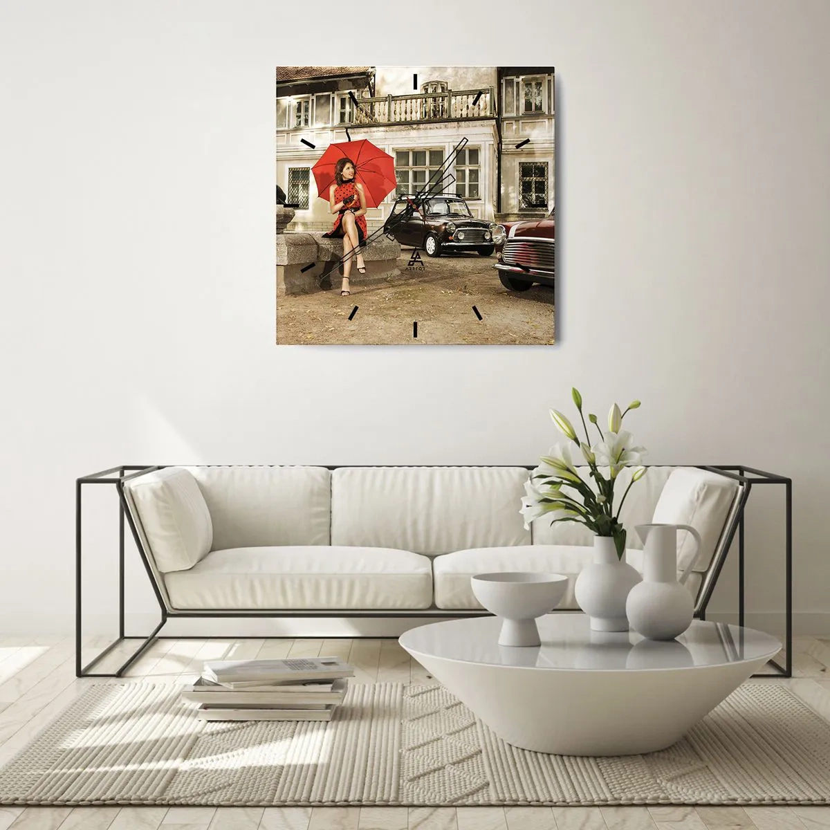 Reloj de pared - Reloj de vidrio - Un mini viaje sentimental - 30x30 cm