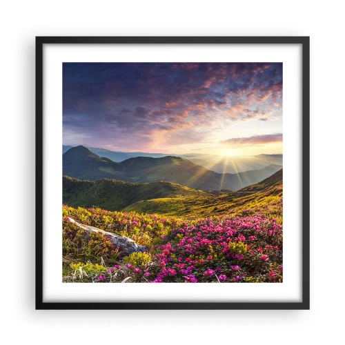 Póster en marco negro - La frescura de una mañana de montaña - 50x50 cm