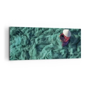 Cuadro sobre lienzo - Impresión de Imagen - En un mar de redes - 100x40 cm