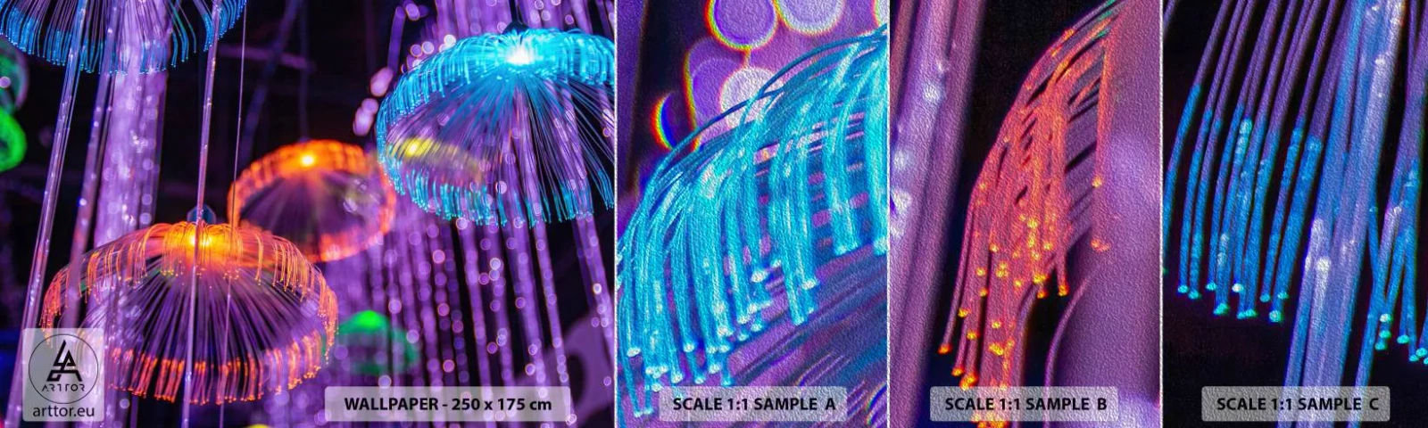 Muestra de fotomural Premium Sand - Fuente luminosa - Neón, Luces, Luminancia - 100x30 cm