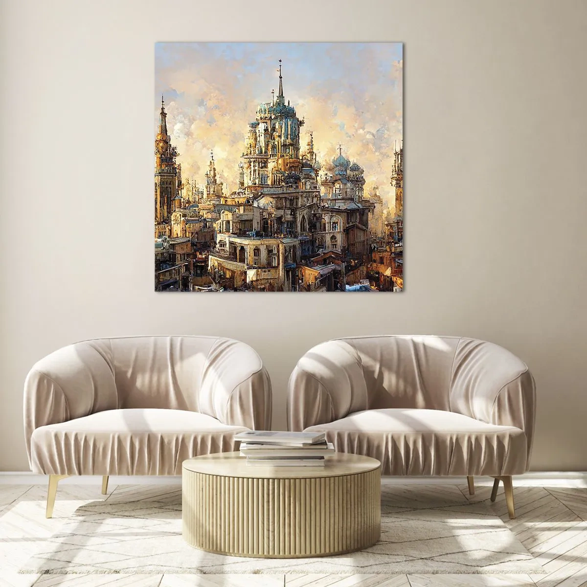 Cuadro sobre vidrio - Impresiones sobre Vidrio - Una ciudad de ciudades - 60x60 cm