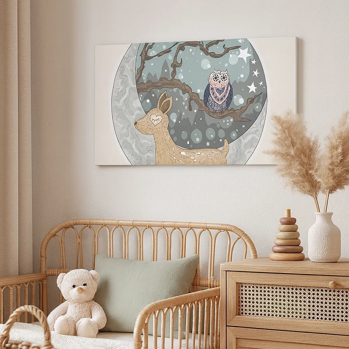 Cuadro sobre lienzo - Impresión de Imagen - Noche de bosque de cuento de hadas - 30x30 cm