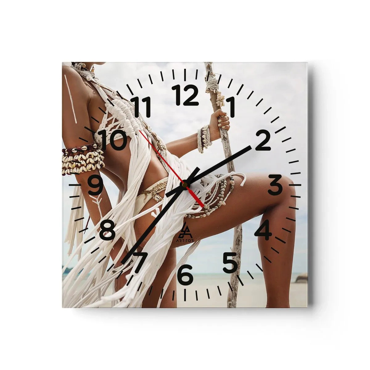 Reloj de pared - Reloj de vidrio - Sacerdotisa del sol - 40x40 cm