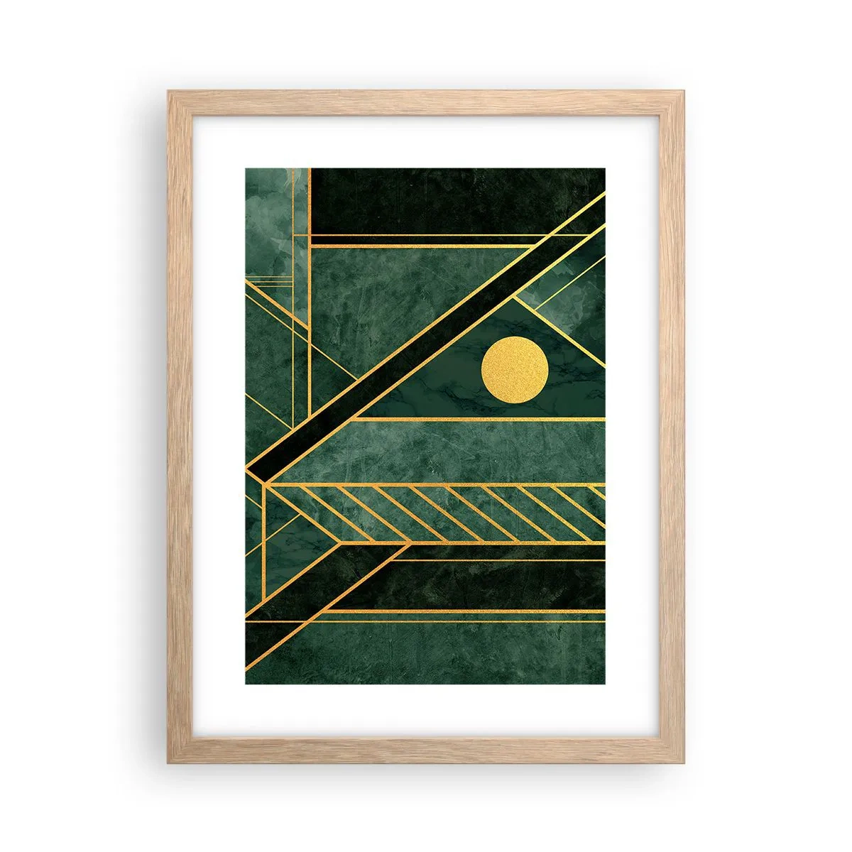 Póster en marco roble claro - La dinámica del oro y el azul - 30x40 cm