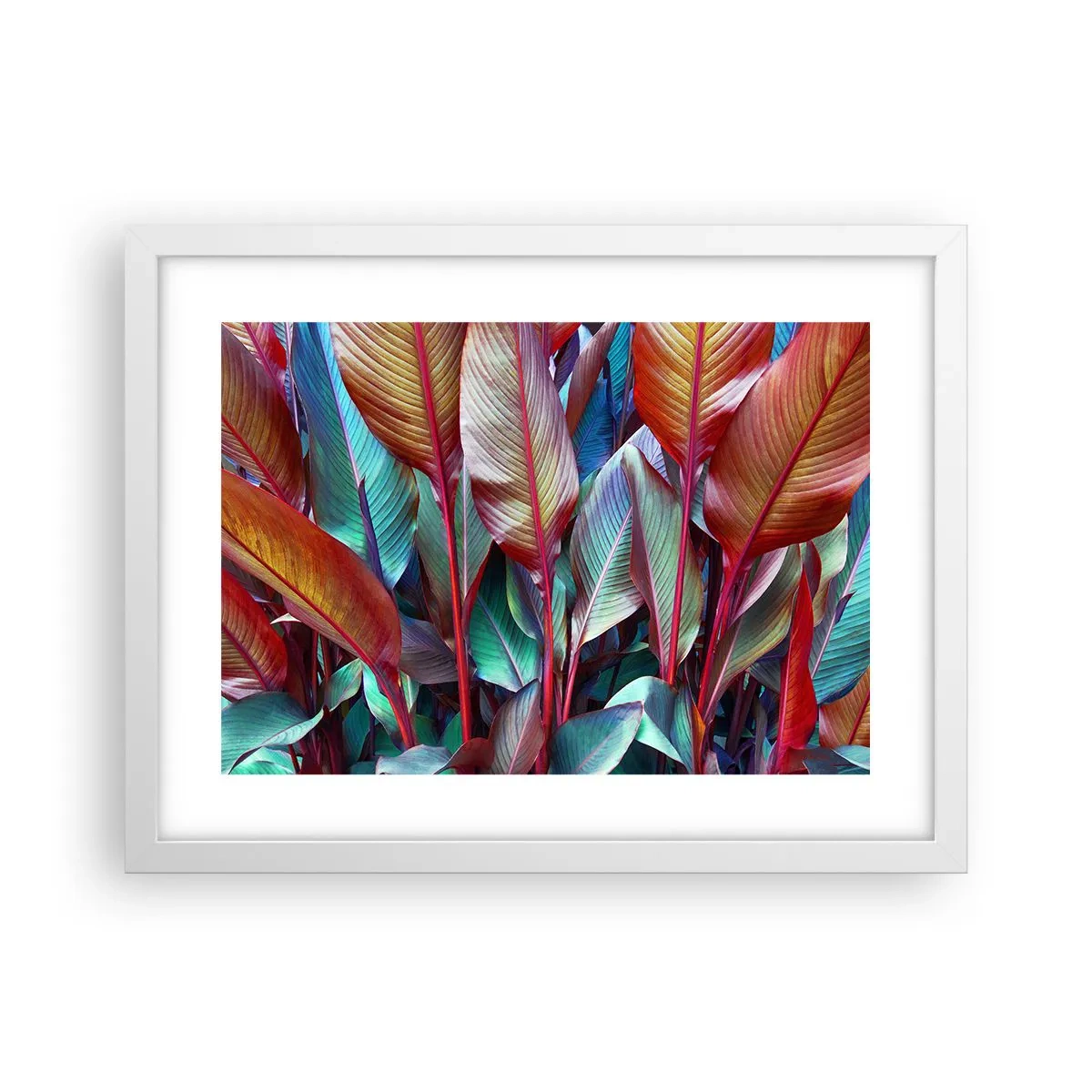 Póster en marco blanco - Un matorral de colores - 40x30 cm