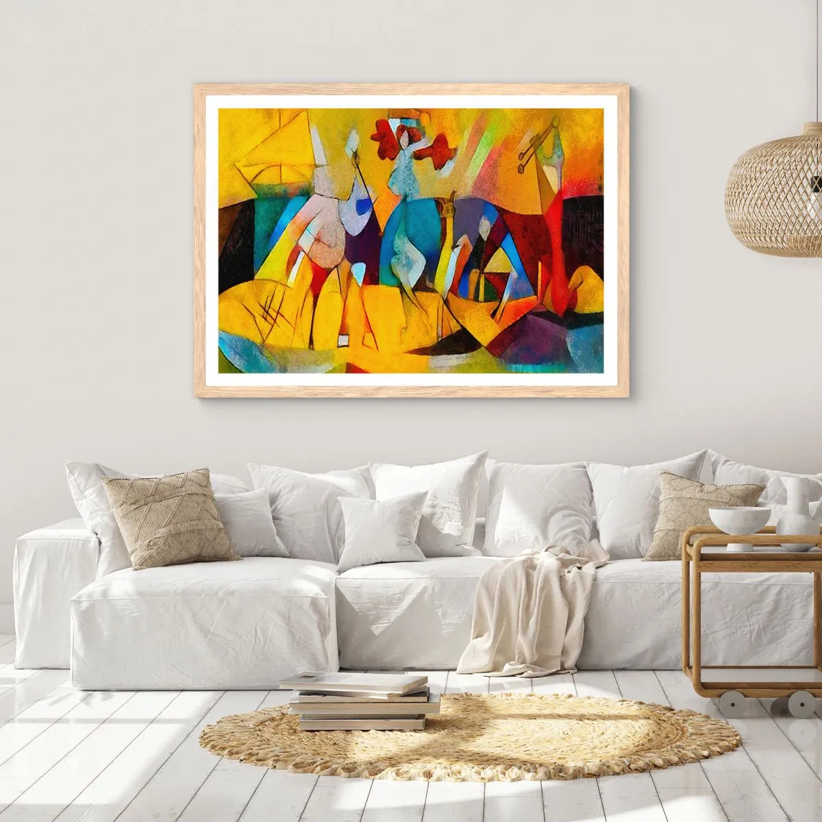 Póster en marco roble claro - Sol - vida - alegría - 91x61 cm