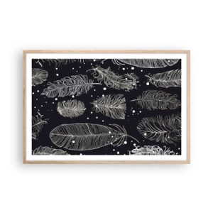 Póster en marco roble claro - Encaje de plumas - 91x61 cm