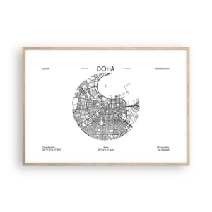 Póster en marco roble claro - Anatomía de Doha - 100x70 cm