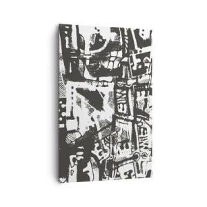 Cuadro sobre lienzo - Impresión de Imagen - Patrón retro monocromático abstracto - 80x120cm - ¿Orden o caos? - Decoración de pared moderna para salón y dormitorio ARTTOR