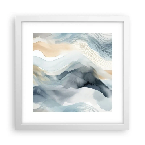 Póster en marco blanco - Abstracción de nieve y niebla - 30x30 cm