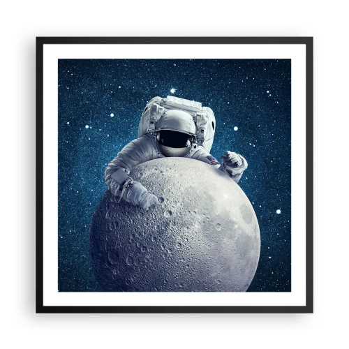 Póster en marco negro - Bromista espacial - 60x60 cm