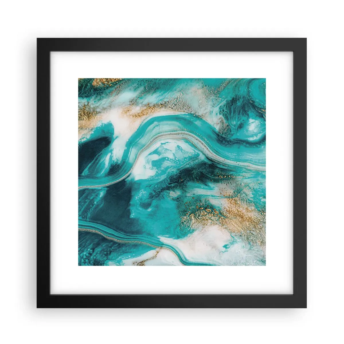 Póster en marco negro - Río de oro - 30x30 cm