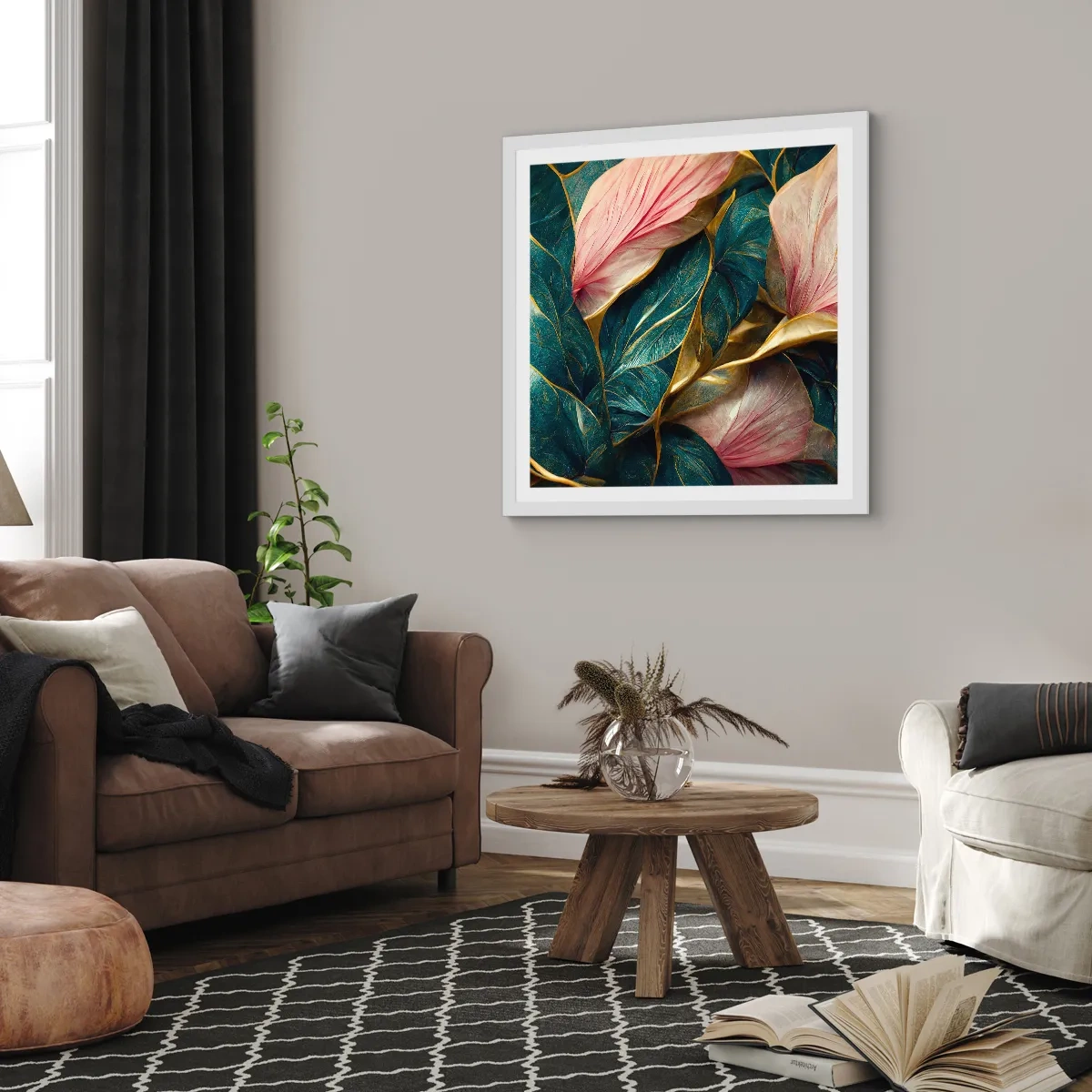 Póster en marco blanco - Elegancia y estilo naturales - 40x40 cm