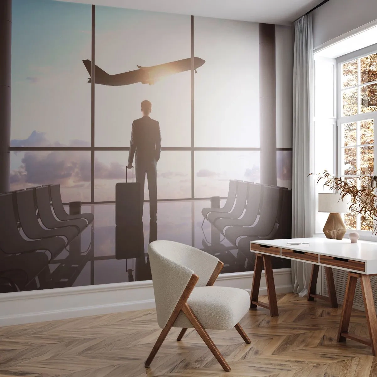 Fotomural Premium Canvas - Tienes tiempo, tranquilo - Aeropuerto, Avión, Viajes - 400x280 cm