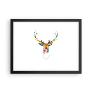 Póster en marco negro - Un suave ciervo bañado en color - 40x30 cm