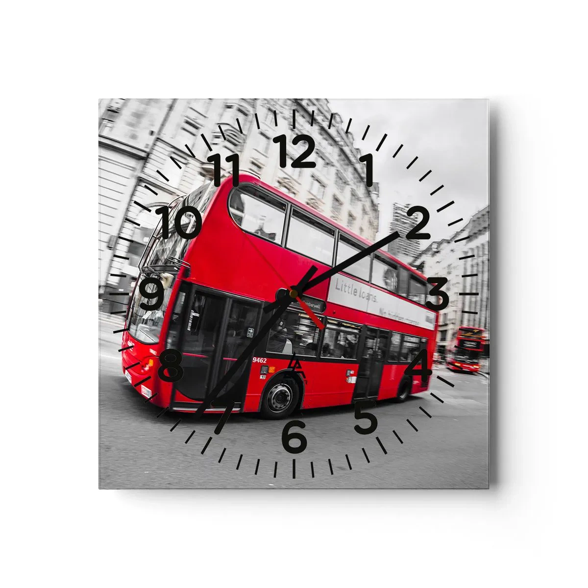 Reloj de pared - Reloj de vidrio - Londres tradicional - en autobús - 40x40 cm