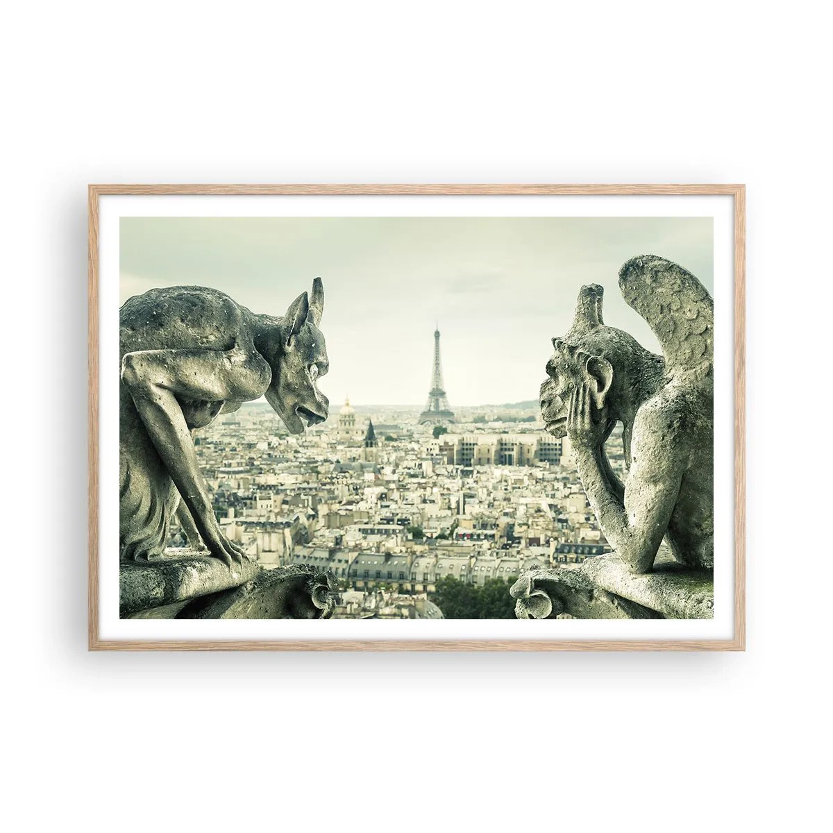 Póster en marco roble claro - Charlas parisinas - 100x70 cm