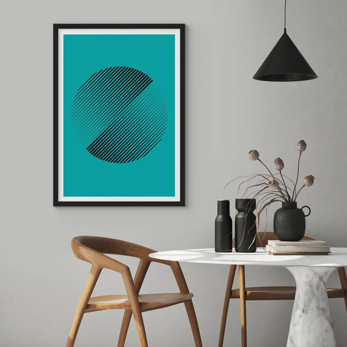 Póster en marco negro - El círculo: una variación geométrica - 40x50 cm