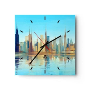 Reloj de pared - Reloj de vidrio - Metrópolis soleada - 40x40 cm