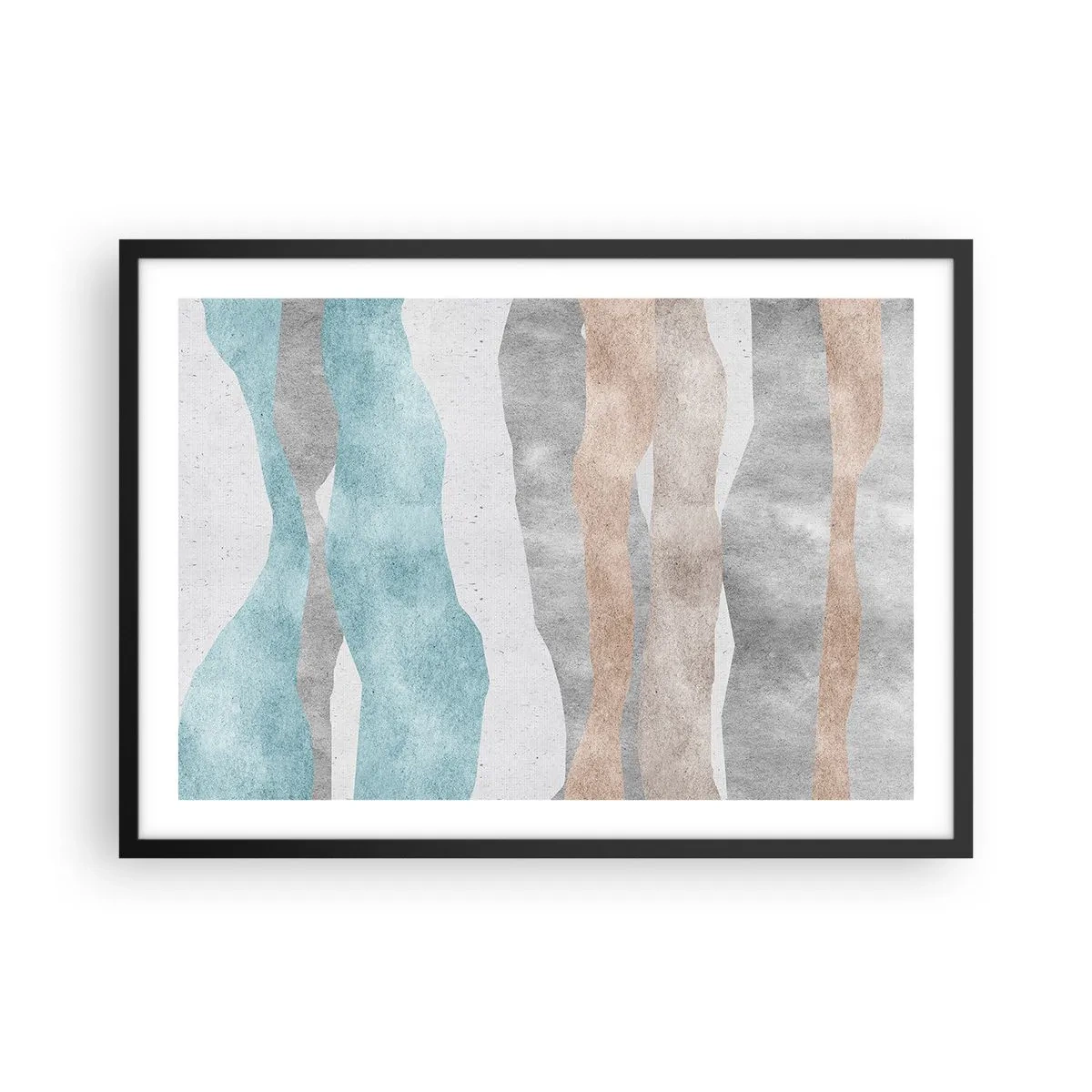 Póster en marco negro - Rayas abstractas en tonos pastel - 70x50cm - Un estudio de la cercanía - Decoración de pared moderna para salón y dormitorio ARTTOR