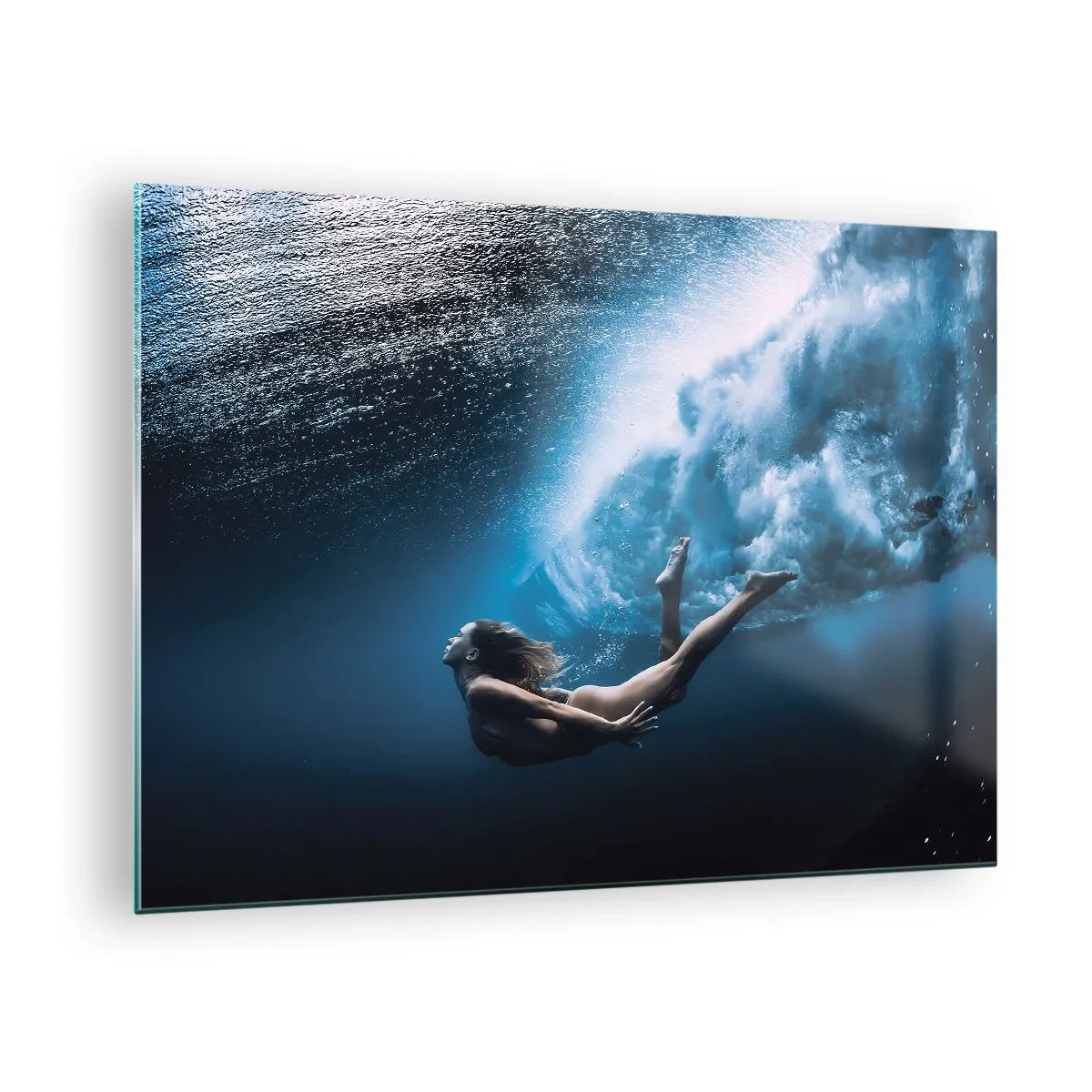 Cuadro sobre vidrio - Impresiones sobre Vidrio - Sirena moderna - 70x50cm - Una sirena contemporánea - Decoración de pared moderna para salón y dormitorio ARTTOR