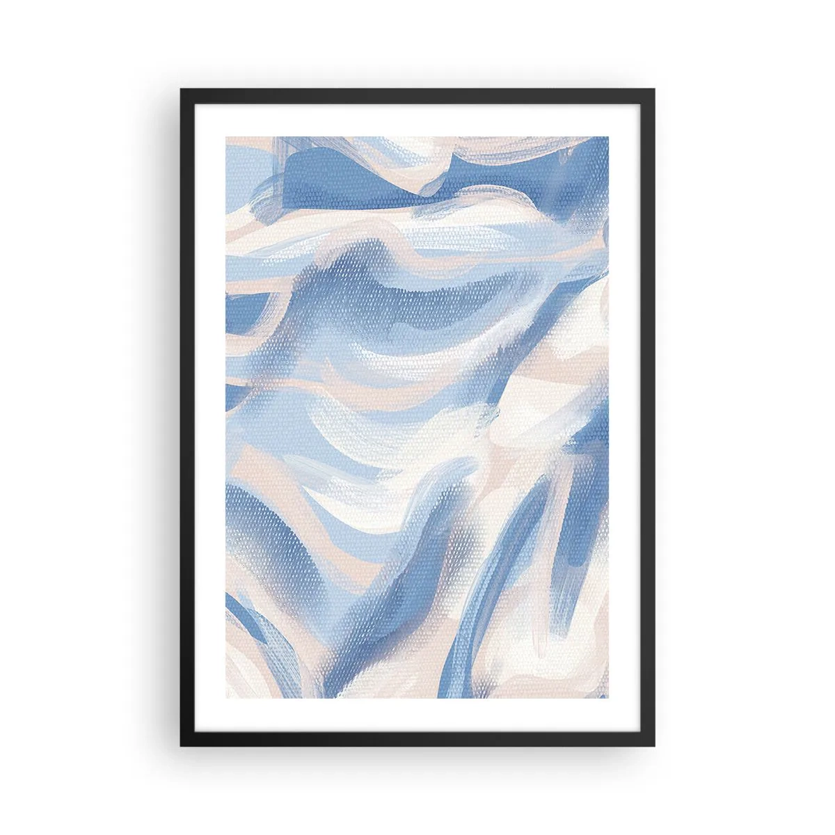 Póster en marco negro - Ondas azules - 50x70 cm