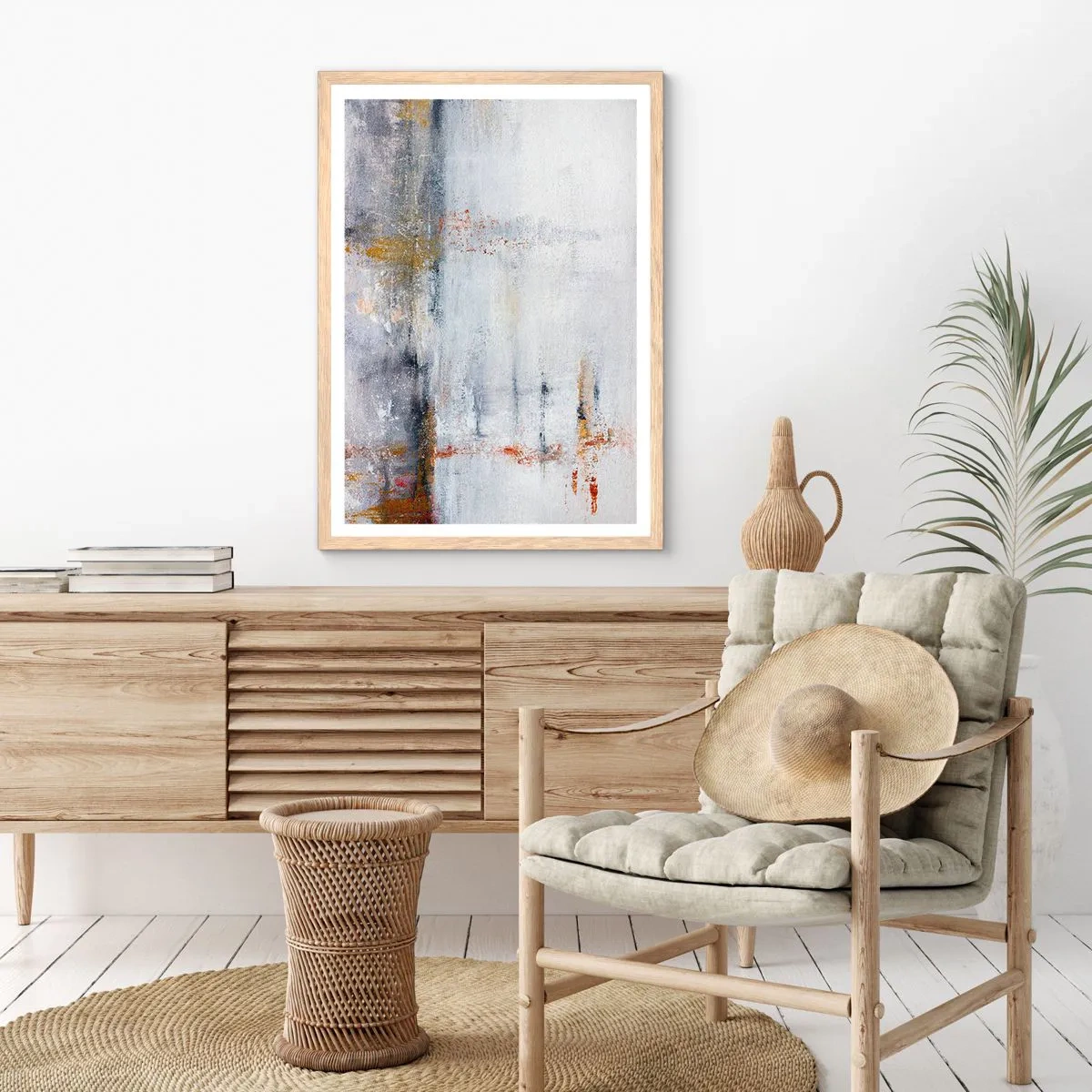 Póster en marco roble claro - Tras una cortina de aire - 61x91 cm