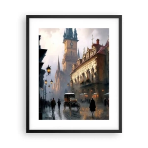 Póster en marco negro - La magia de una noche de Praga - 40x50 cm