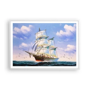 Póster en marco blanco - Orgulloso con el viento - 100x70 cm
