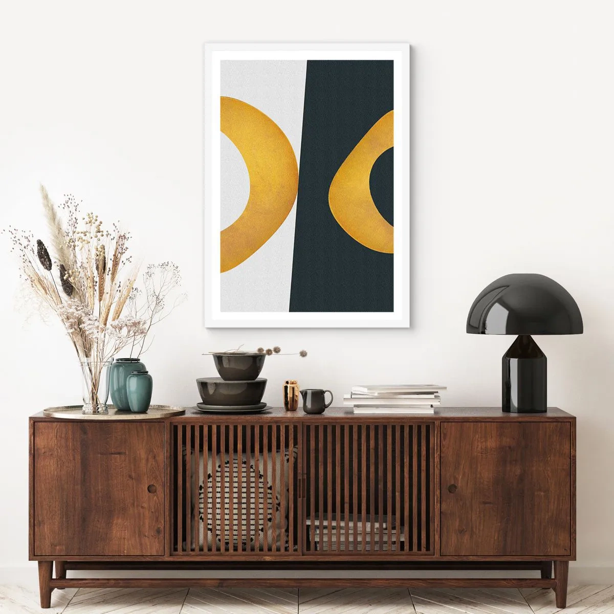 Póster en marco blanco - Blanco, negro, dorado - 61x91 cm