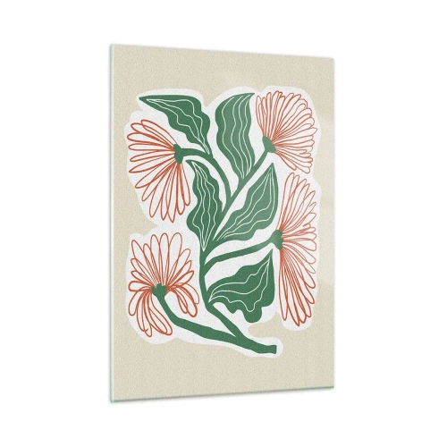 Cuadro sobre vidrio - Impresiones sobre Vidrio - Flores decorativas de estilo popular sobre un fondo claro. - 50x70cm - Folclórico y moderno - Decoración de pared moderna para salón y dormitorio ARTTOR