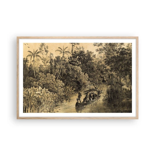 Póster en marco roble claro - Expedición a la fuente - 91x61 cm