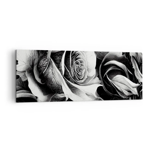 Cuadro sobre lienzo - Impresión de Imagen - Rosas blancas y negras en una elegante composición. - 140x50cm - Siempre como una reina - Decoración de pared moderna para salón y dormitorio ARTTOR
