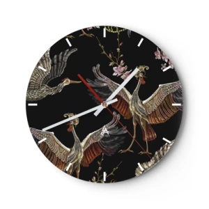 Reloj de pared - Reloj de vidrio - Aves de cuento de hadas - 40x40 cm