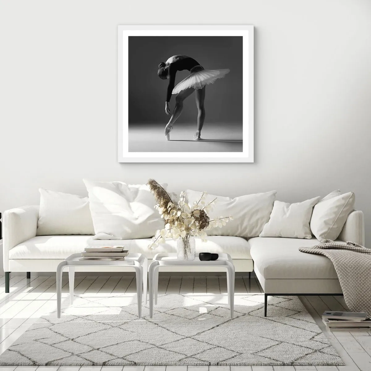 Póster en marco blanco - Bella bailarina - 40x40 cm
